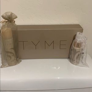 TYME curling iron/straightener with products